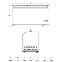 Parduotuvės šaldymo vitrina/šaldiklis 488 L SIF500GC