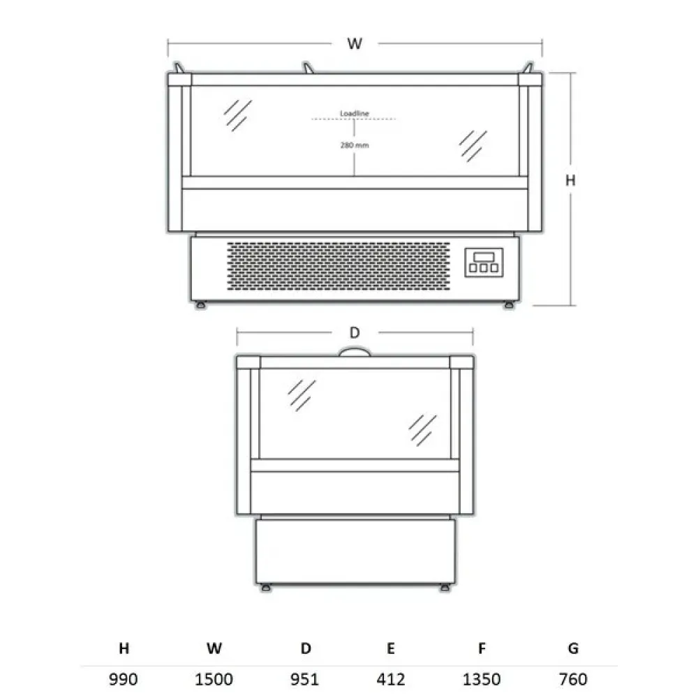 Impulsinė šaldymo vitrina 358 L IMC1500BD (673113IMC1500BD)