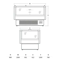 Impulsinė šaldymo vitrina 358 L IMC1500BD
