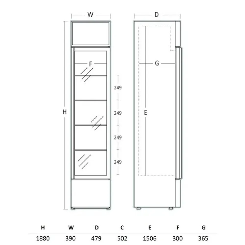 Šaldytuvas-vitrina 160 L DCC217BWD (263111DCC217BWD)