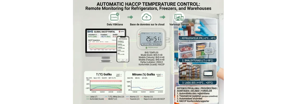 Automatinė temperatūros kontrolė HACCP reikmėms: nuotolinis šaldytuvų, šaldiklių ir sandėliavimo patalpų stebėjimas