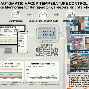 Automatinė temperatūros kontrolė HACCP reikmėms: nuotolinis šaldytuvų, šaldiklių ir sandėliavimo patalpų stebėjimas