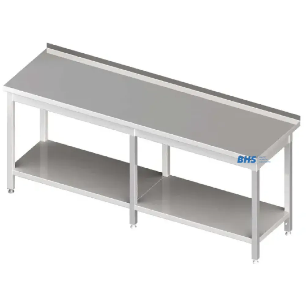 Table en Acier Inox avec Étagère 2500 mm