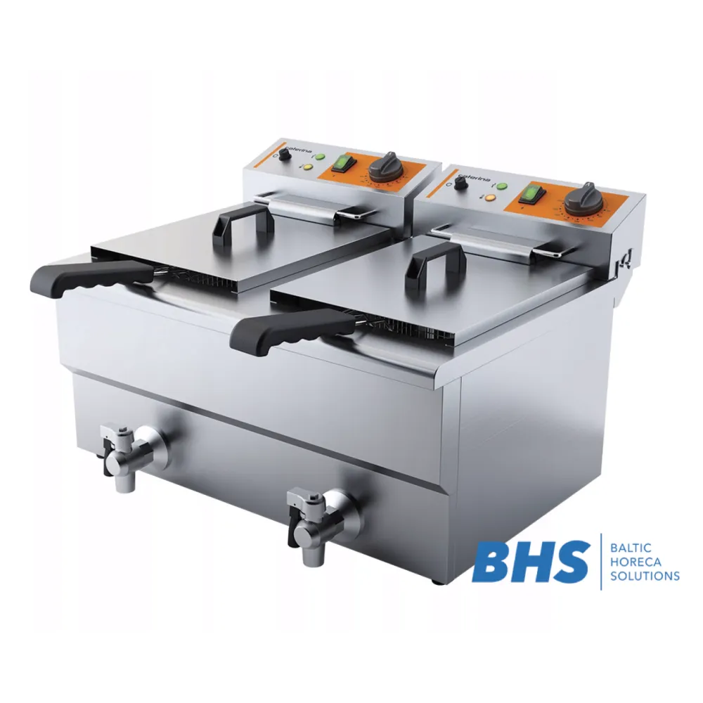 Stainless Steel Double Fryer with Convenient Tap - 16L
