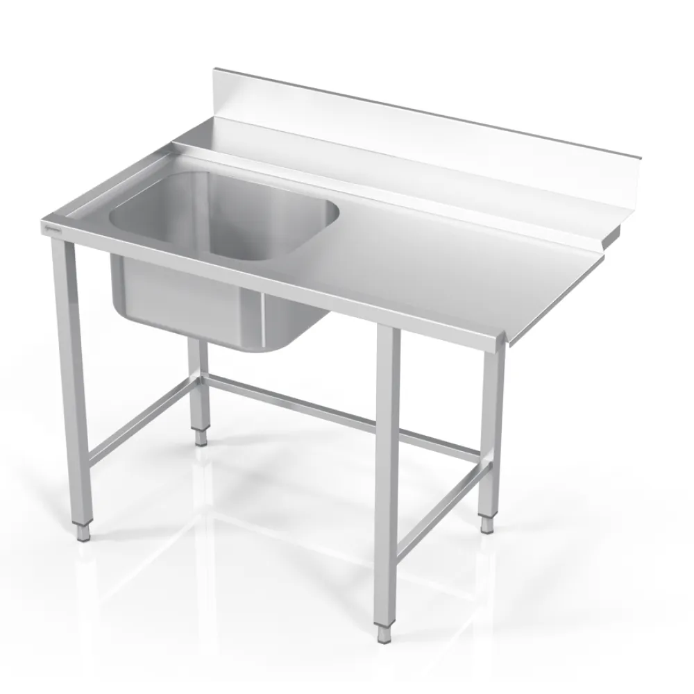 Heavy-Duty Metal Dishwashing Table with Sink - Model 1600