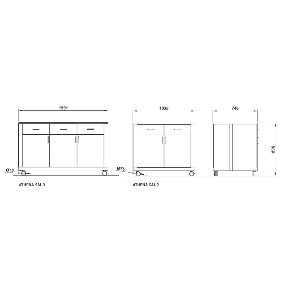 Buffet ATHENA N1 avec Système de Fermeture Douce