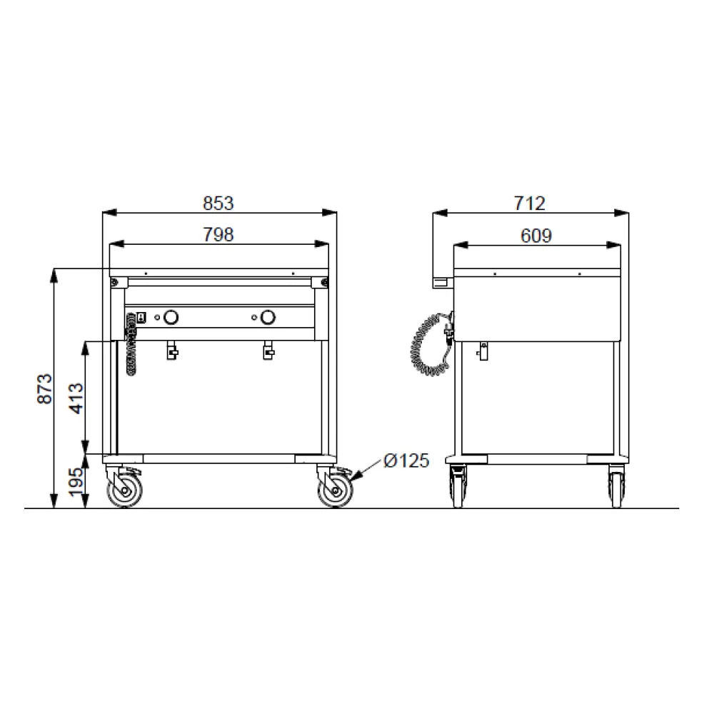 Chariot Bain-Marie 2 GN 1/1 INOX de COMPASS