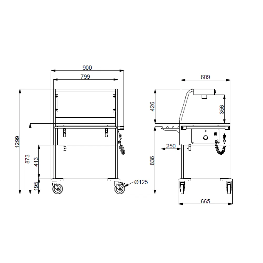 Chariot Bain-Marie avec Lampes Halogènes 2 GN