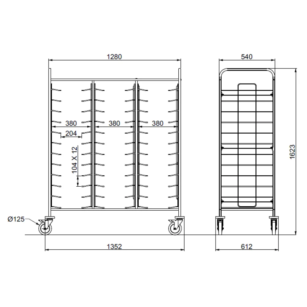 Профессиональная тележка для подносов TRAY 36