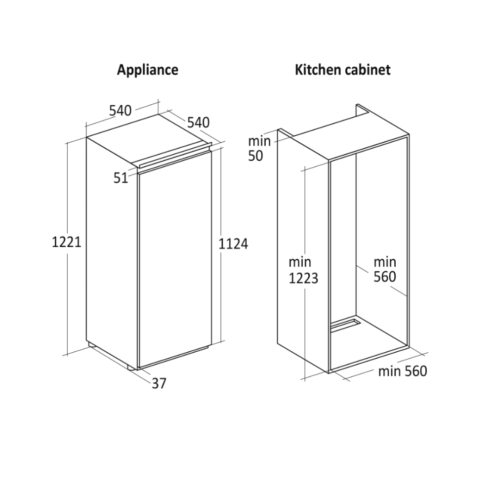 Built-in Šaldytuvas BIK 222 W