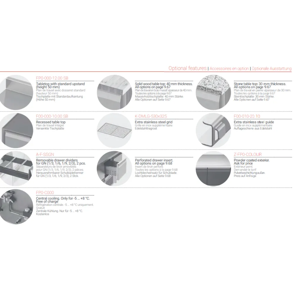Table de travail réfrigérée avec mécanisme hydraulique