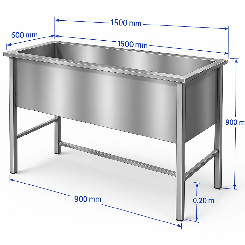 Bac en Acier Inoxydable 1600 mm - Idéal pour Professionnels Bac en Acier Inoxydable 1600 mm - Idéal pour Professionnels