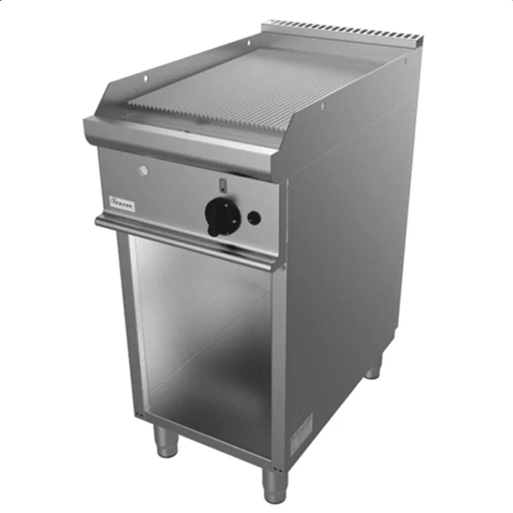 Durable Ribbed Gas Grill with Integrated Cabinet