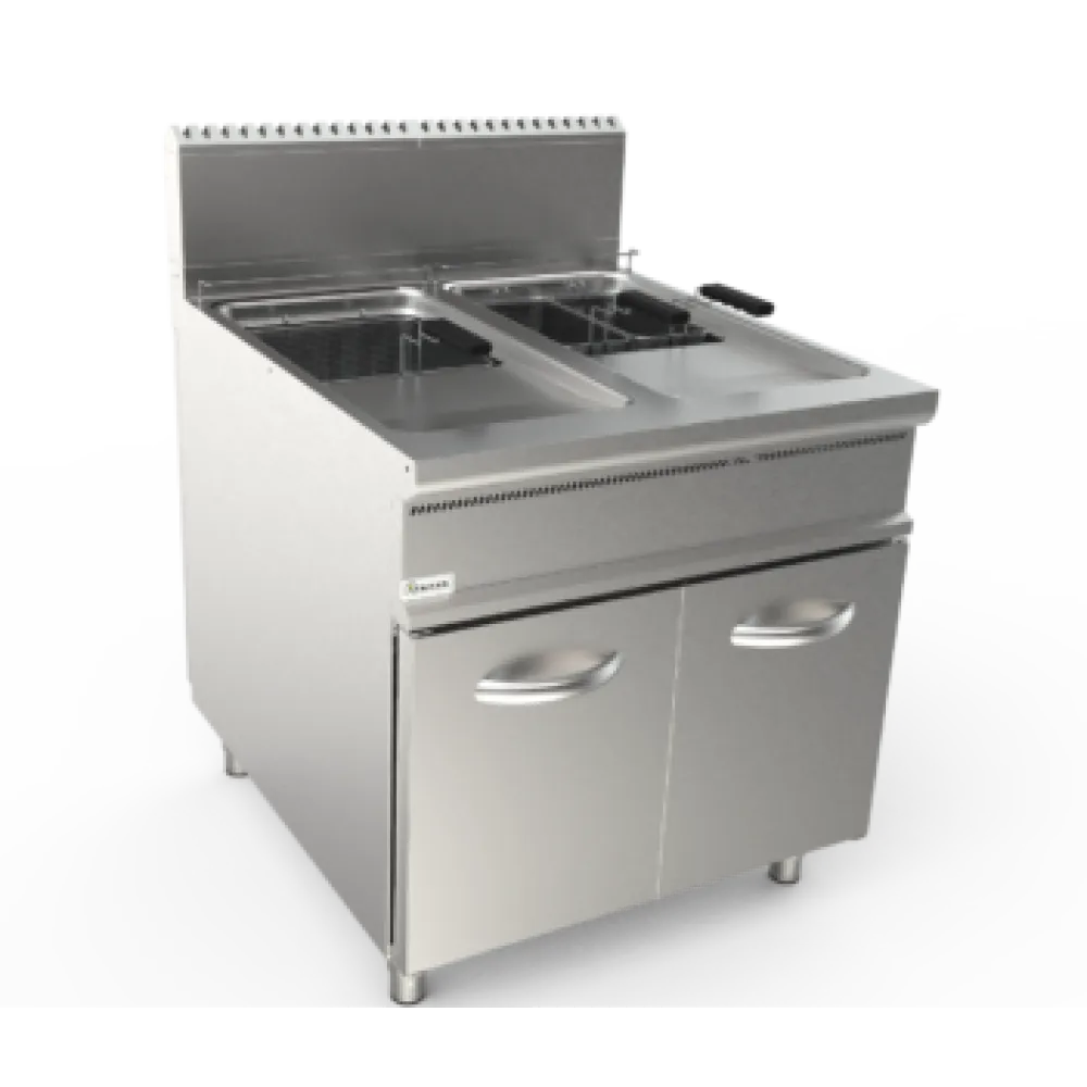 Dual Tank Gas Fryer with Cabinet - 17+17L