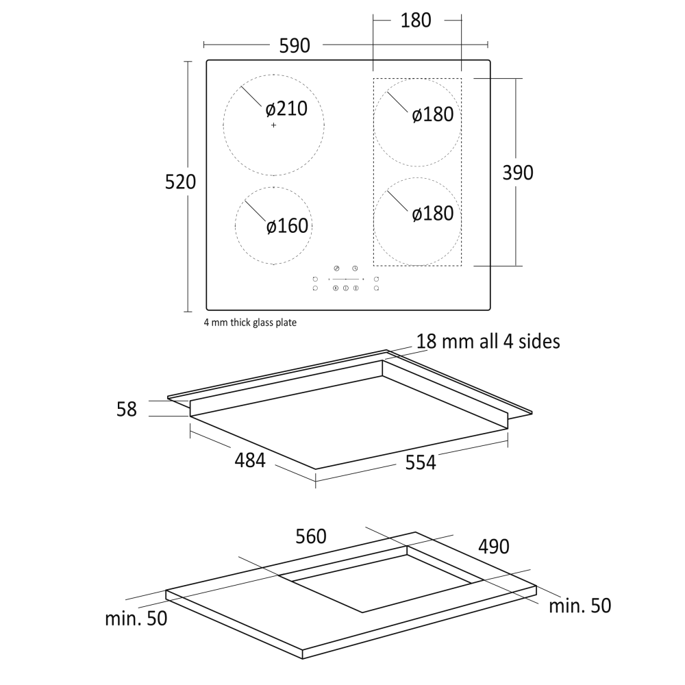 Indukcinė kaitlentė HOI60F1FLEX (33058010000HOI60F1FLEX)