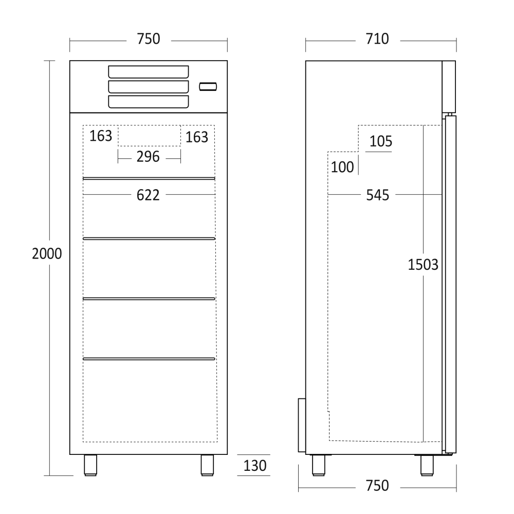 Šaldytuvas 476L GUR600W (39318510000GUR600W)