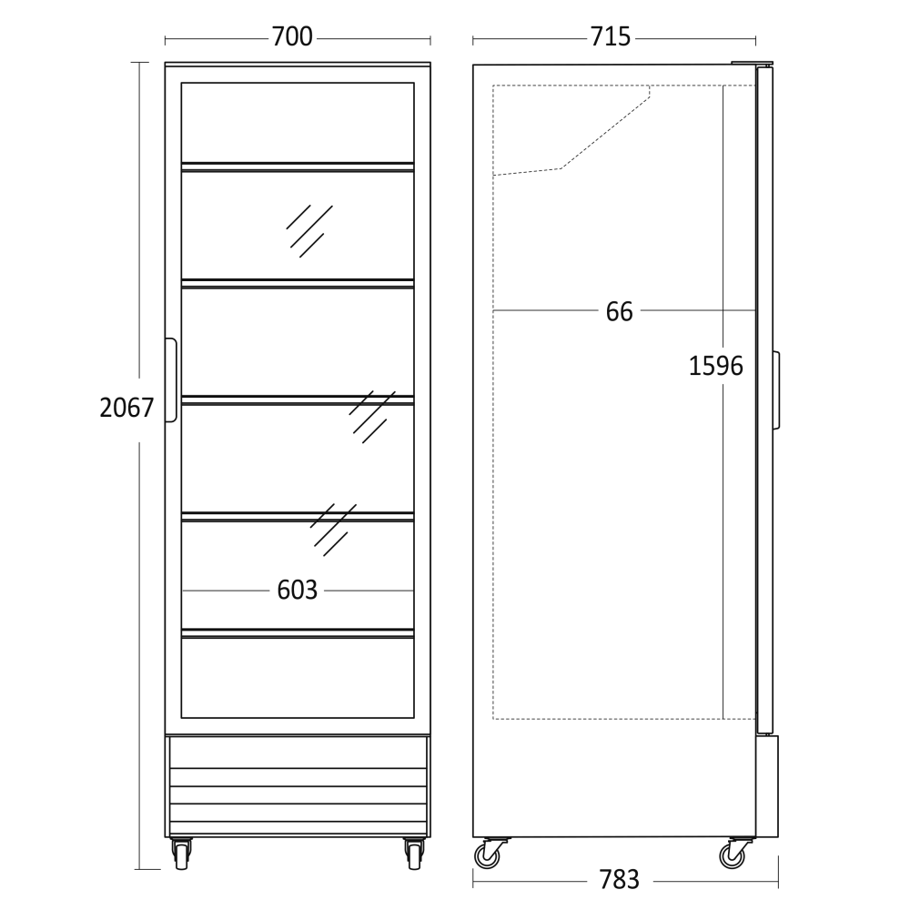 Šaldytuvas-vitrina, juodas 498L SD 726 BE (26310726BE10000)
