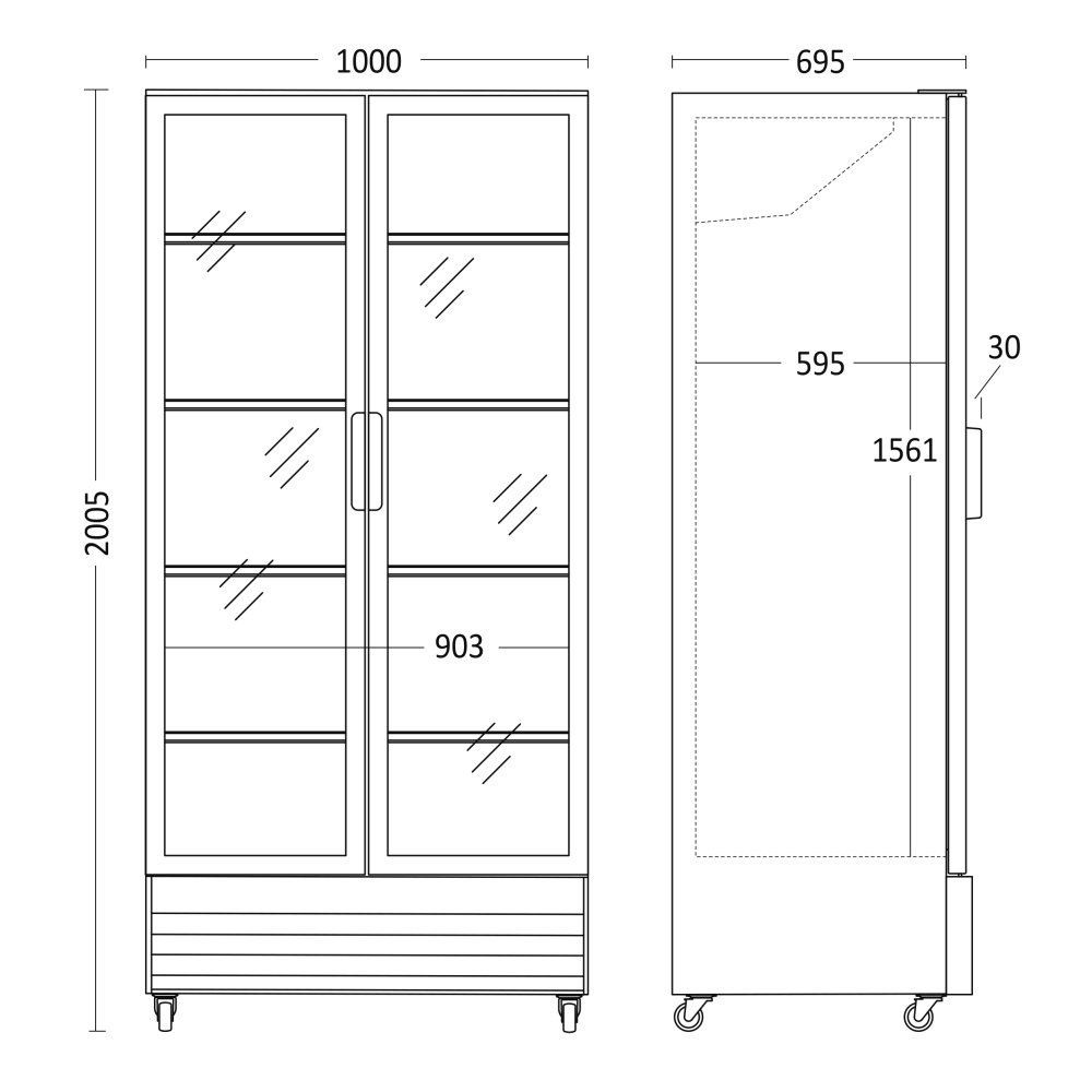 Šaldytuvas-vitrina, juodas 660L SD 826 BE (26310826BE10000)