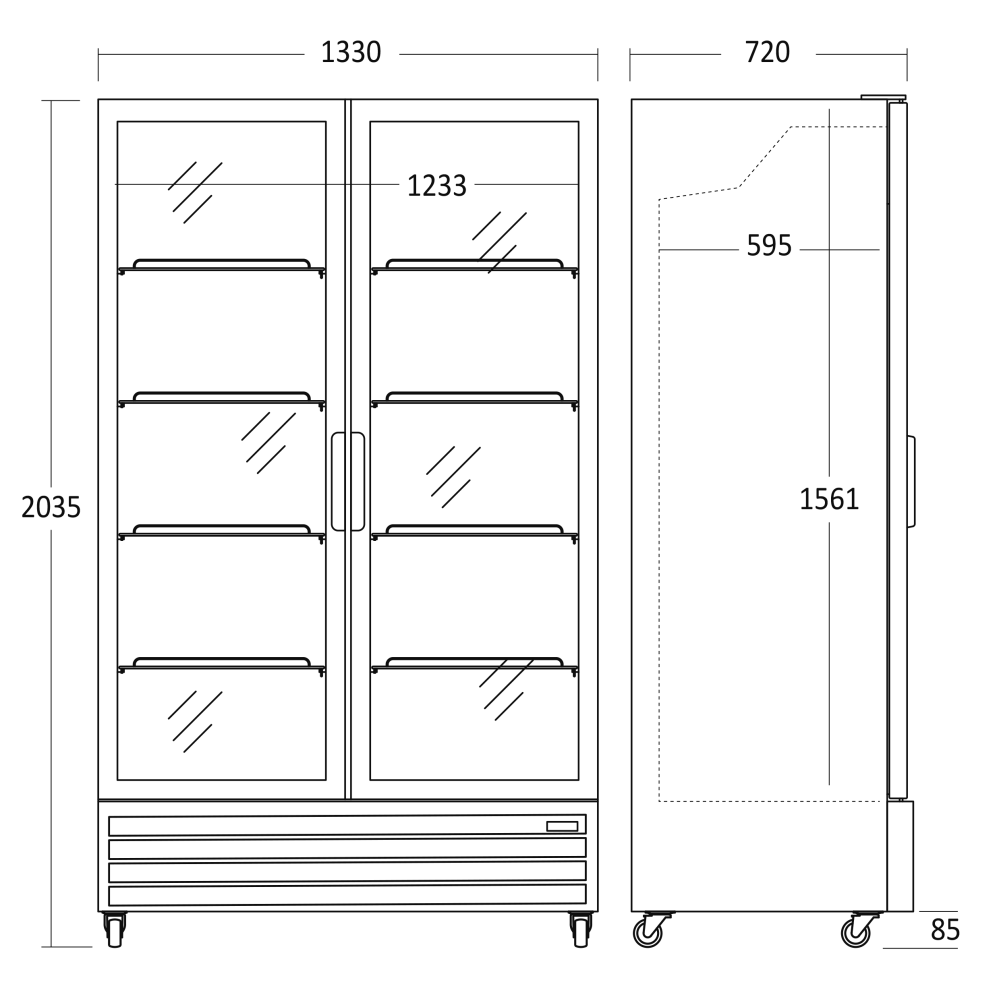 Šaldytuvas-vitrina, juodas 917L SD 1326 BE (26311110000SD1326BE)
