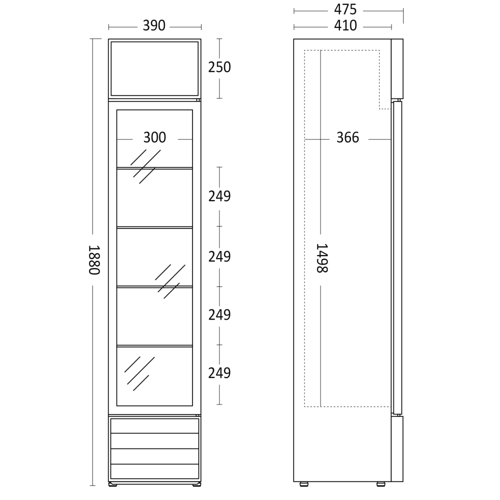 Šaldytuvas-vitrina, baltas 133 l SD 217 E (26310217E110000)