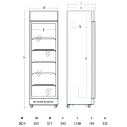 Šaldytuvas-vitrina 274L DCC360BD