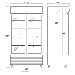 Šaldytuvas-vitrina, baltas 758L SD 1002 HE