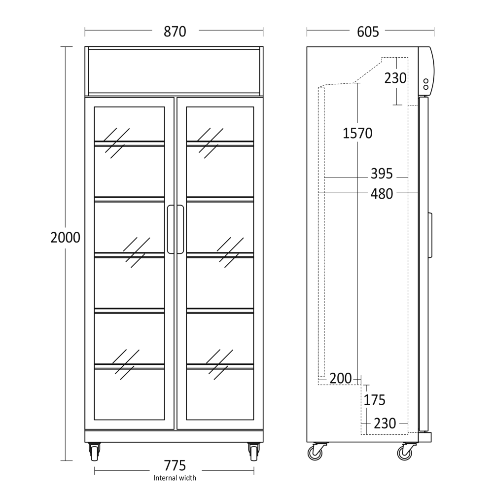 Šaldytuvas-vitrina, juodas 437 l SD 881 BHE (26310081BHE10000)