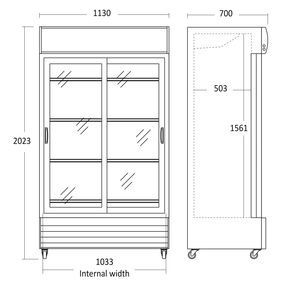 Vitrininis šaldytuvas, juodas, 670 l SD 1002 BSLE (26311002BSLE10000)