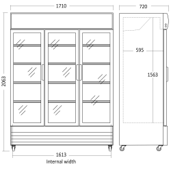 Šaldytuvas-vitrina, baltas 1152L SD 1502 HE