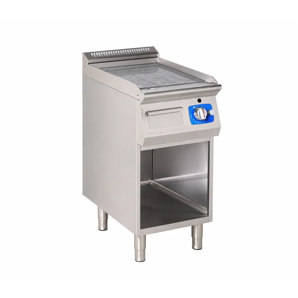 Dujinė kepimo plokštė su rifliuotu paviršiumi ir neutraliu pagrindu 6,5kW (GG2240-040EV+S02)