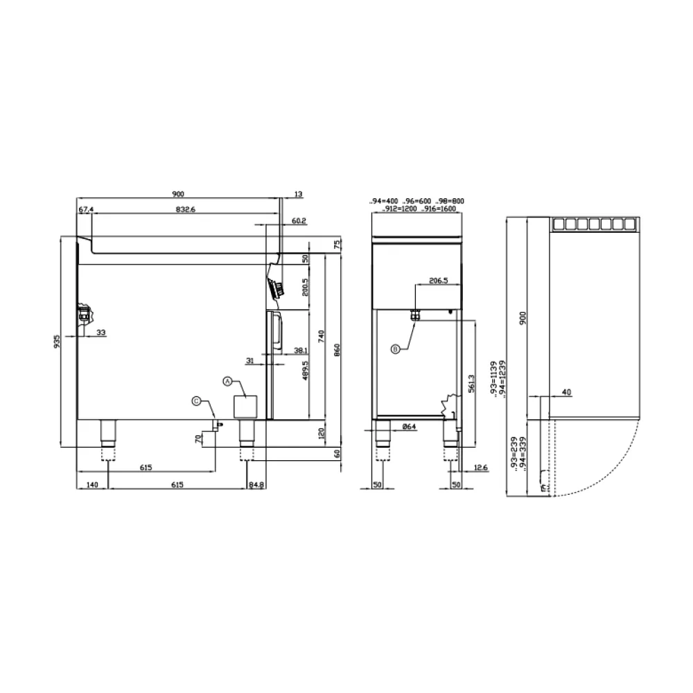 Elektrinė kepimo plokštė lygi, su neutraliąja spintele 90 MARINE FTL-98ETX (09060831X)