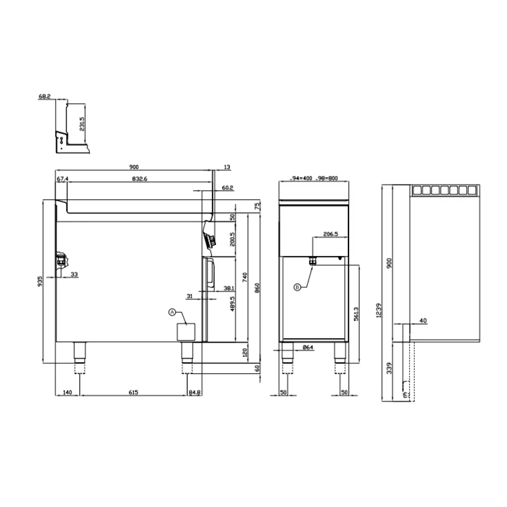 Elektrinė gruzdintuvė su neutraliąja spintele 25+25L 90 F2/25-98ET (09090831)