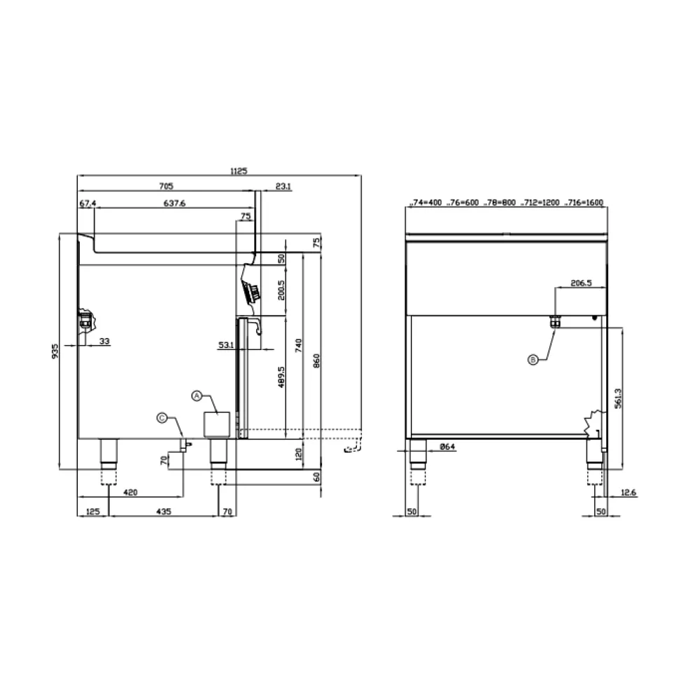 Dujinė viryklė su elektrine orkaite, 4 degikliai 70 CF4-78GPE (08690860)