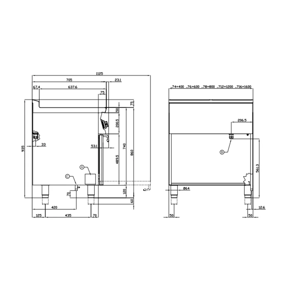 Dujinė viryklė su elektrine orkaite MULTIFUNCTION, 4 degikliai 70 CFV4-78GPE (08800860)