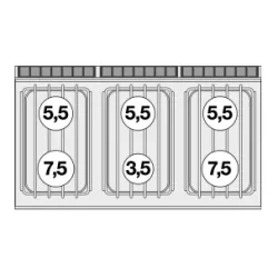 Dujinė viryklė su elektrine orkaite MULTIFUNCTION, 6 degikliai 70 CFV6-712GPEV