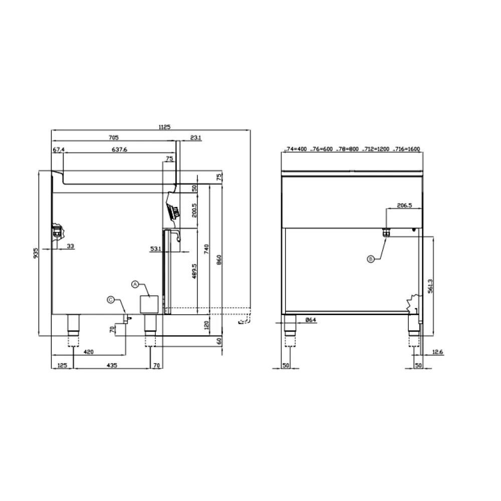 Dujinė viryklė su elektrine orkaite MULTIFUNCTION, 6 degikliai 70 CFV6-712GPEV (08801260)