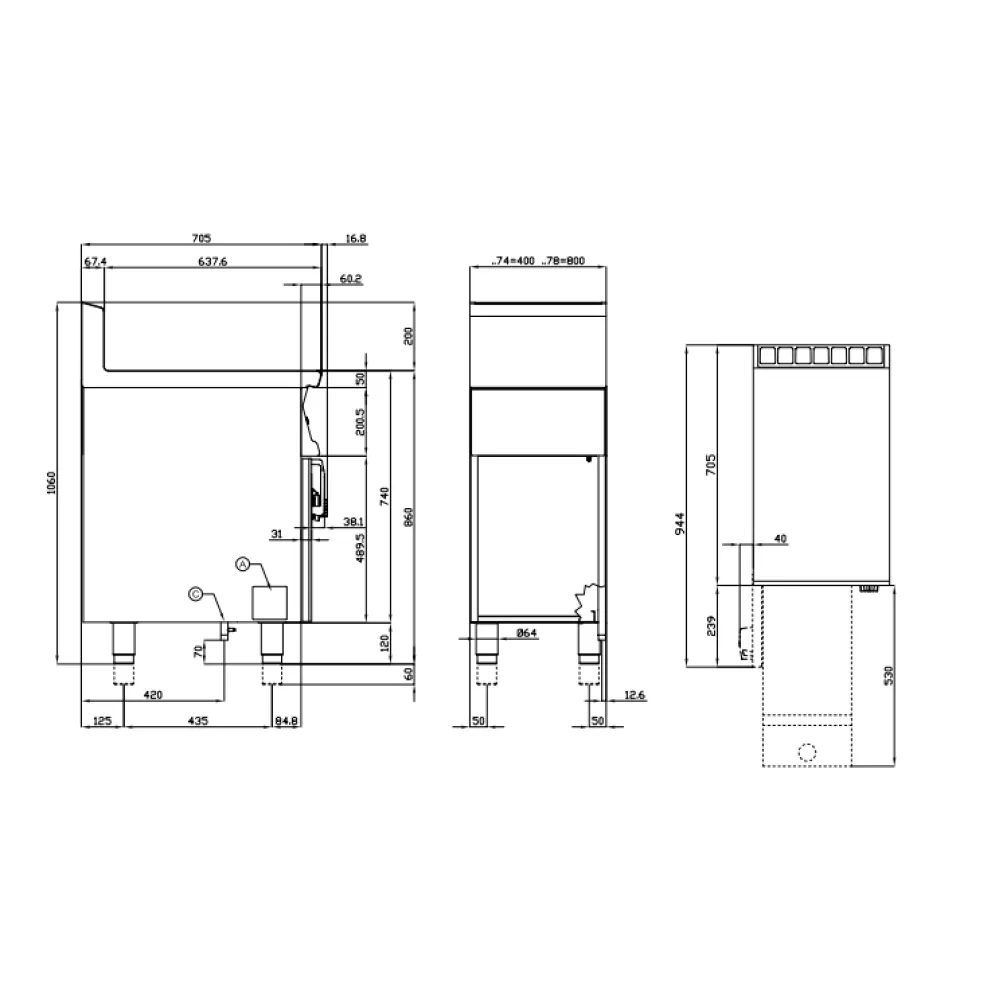 Dujinė gruzdintuvė su neutraliąja spintele 13L 70 F13-74G (08260450)