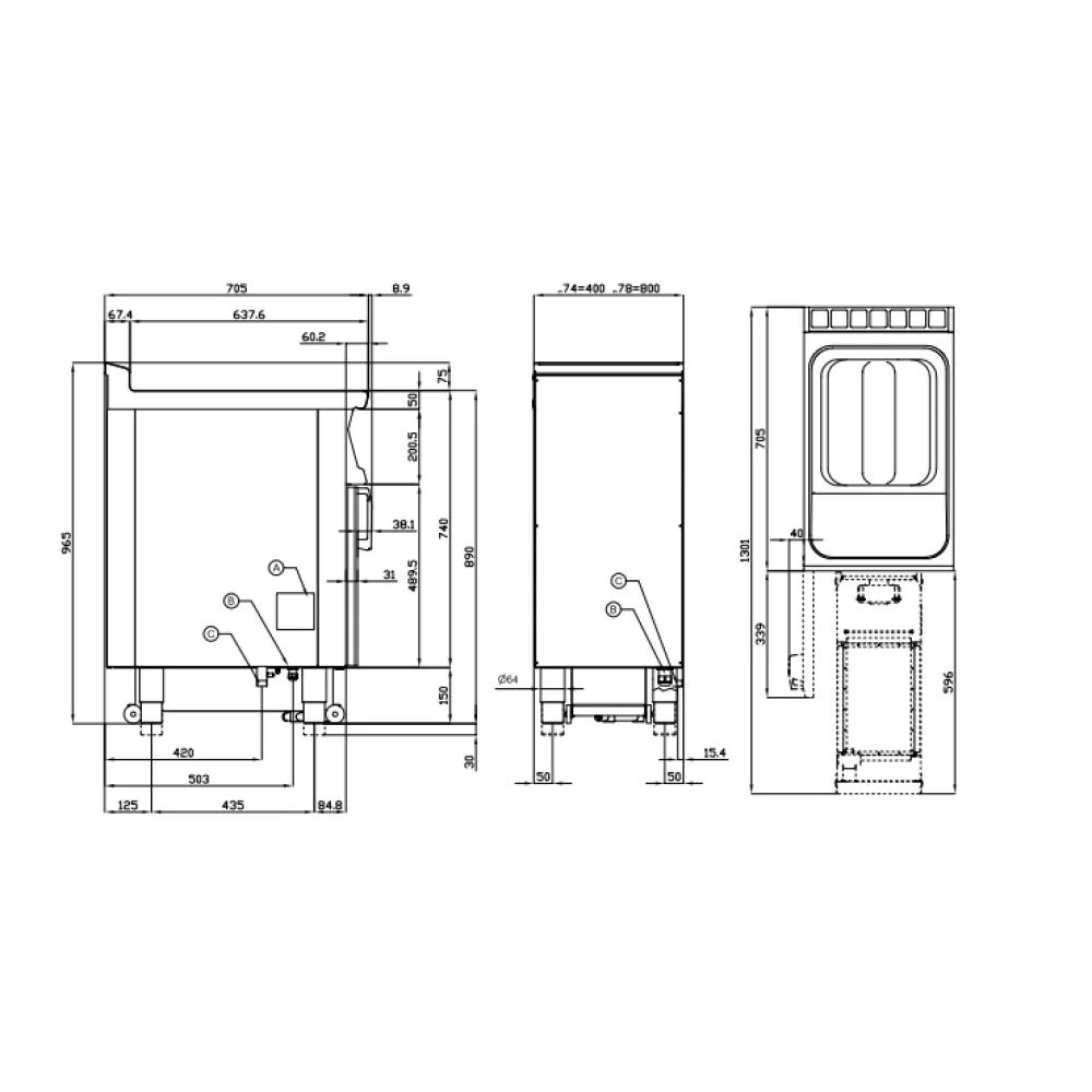 Dujinė gruzdintuvė su neutraliąja spintele TouchScreen 18+18L 70 F2/18-78GD (0832A850)